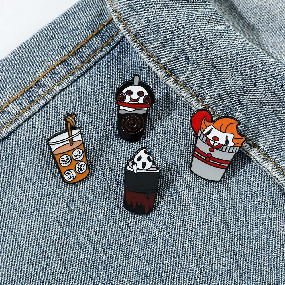 New Halloween pins Scream chain saw clown horror film creative metal badge pins