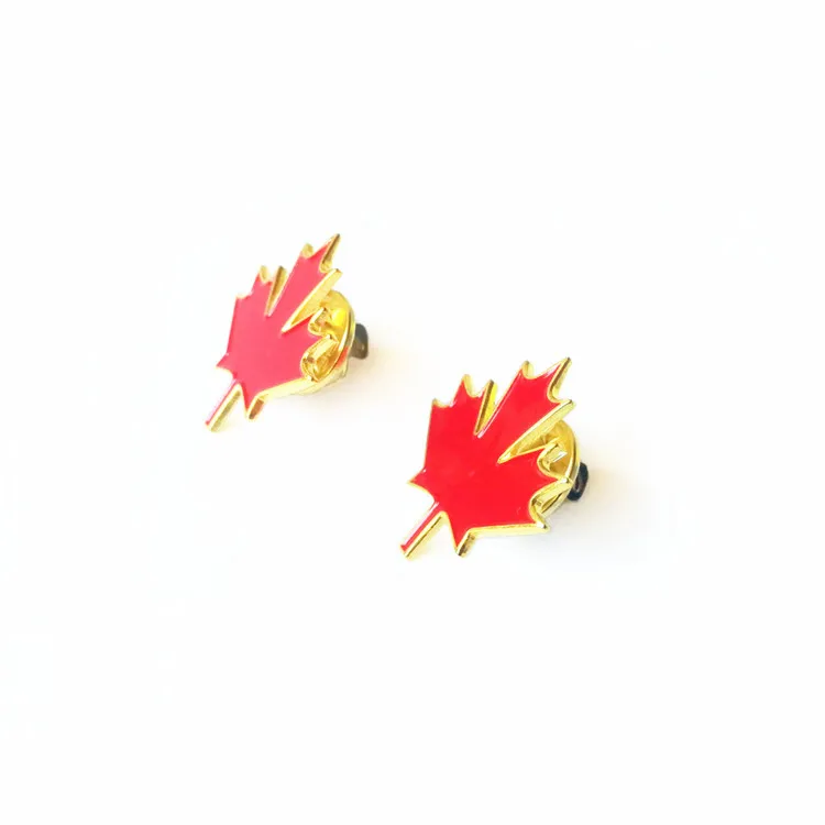 Soft Hard Enamel Canada Red Maple Leaf Metal Lapel Pins Gold Plated Butterfly Clutch Badge Shirt Pins