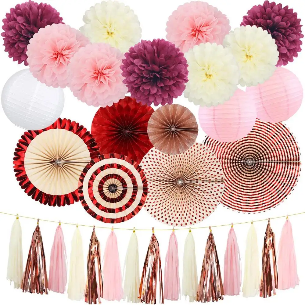 Decoration Wedding Birthday Party Supplies Tissue Paper Pom Pom Paper Lanterns Hanging Tassel Garland Bridal Shower Decorations