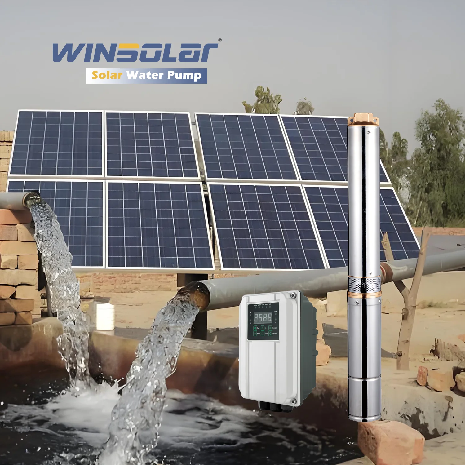 Agriculture Irrigation Water Solar Submersible Well Pump Solar Power Pumping Machine