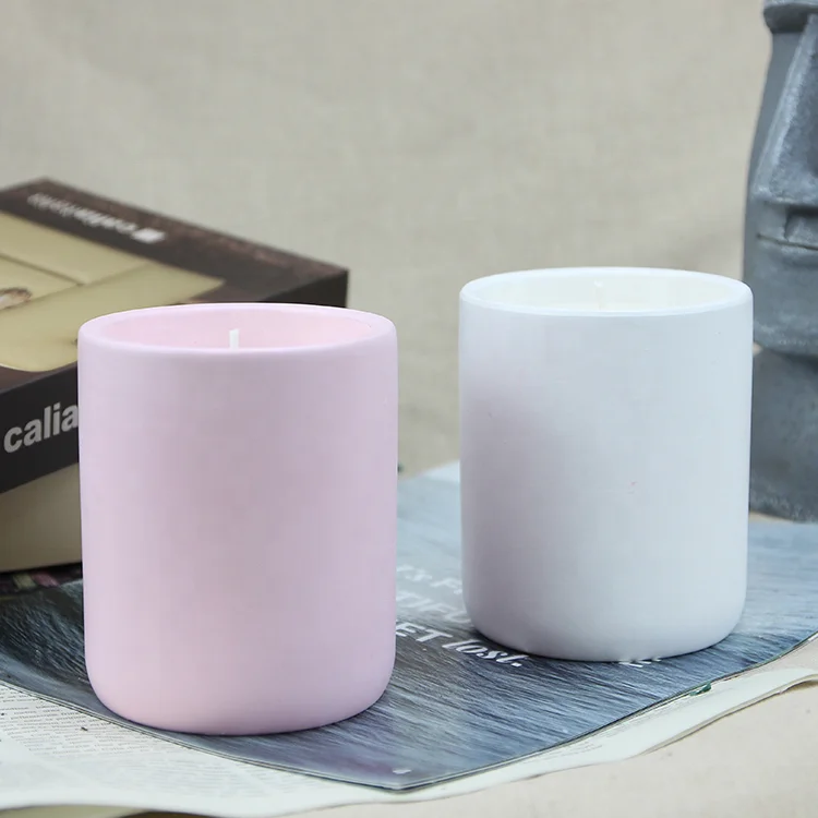 Minimalism style home decoration matte custom logo wedding decor white ceramic candle