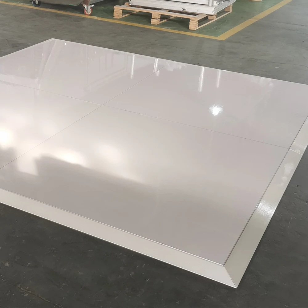 High Gloss White Seamless acrylic LED Dance Floor 20x20 Interlock indoor white portable high gloss White dance floor for wedding