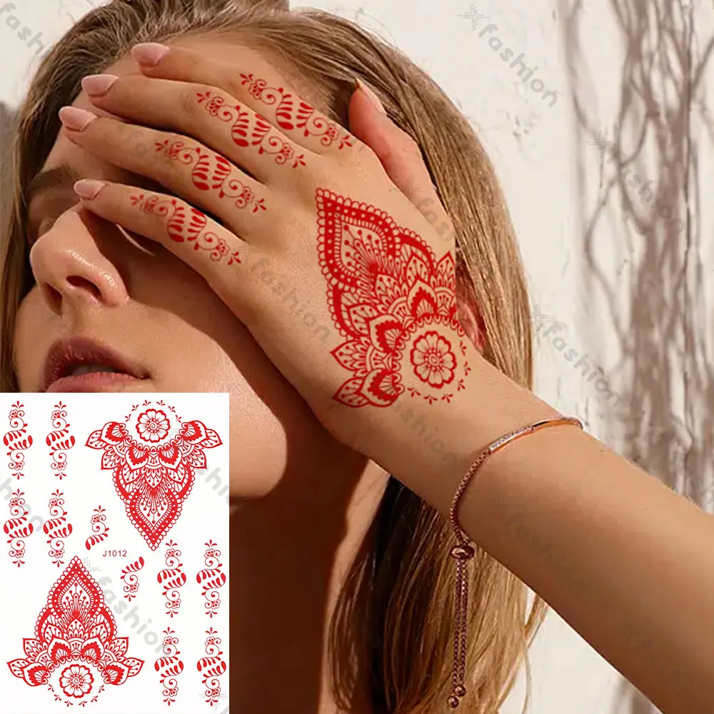 Henna Tattoo Sticker Hand Body Art Red Hanna Lace Tattoo Sticker Temporary Henna Tattoo Sticker