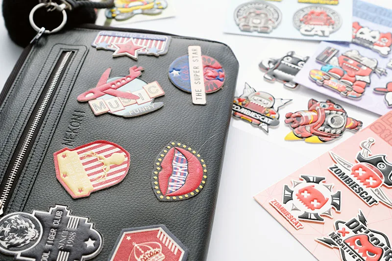 Nekoni PVC Leather Stickers Bag Jeans Stickers 3D Puffy Decorative Decals Adhesive Decals for Shoes Stickers Jeans