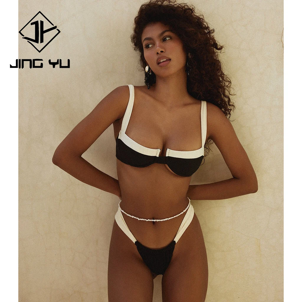 High Quality custom swimwear with logo bikini set custom bathing suits for women black bikini costume swimwear