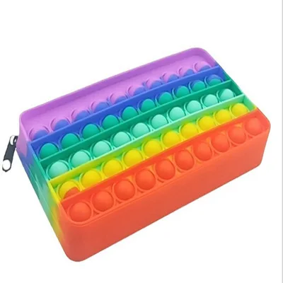 Pen Storage Bag Push Bubble Pencil bags School Kids Rainbow Silicone Fidget Pencil Case