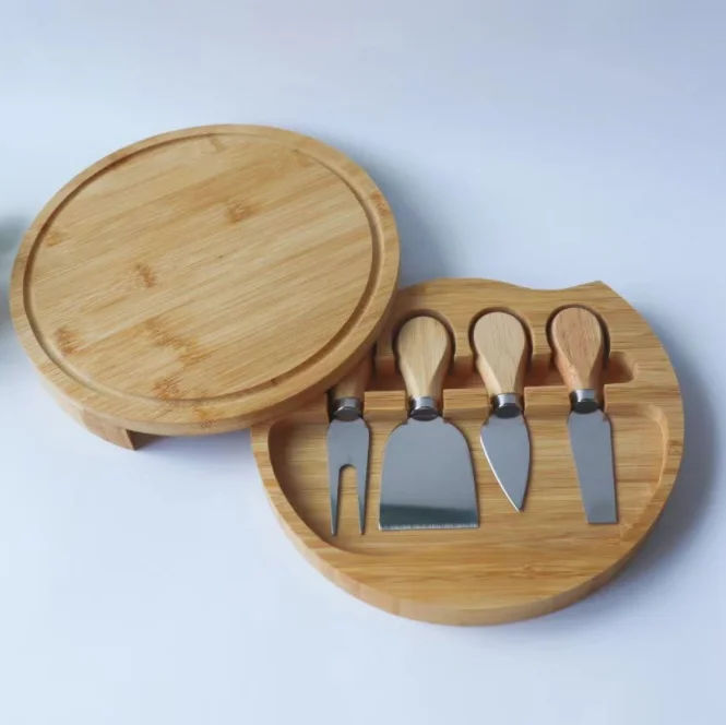 Hot Sale Eco Friendly Bamboo Cheese Board and Charcuterie Board with Knife Set