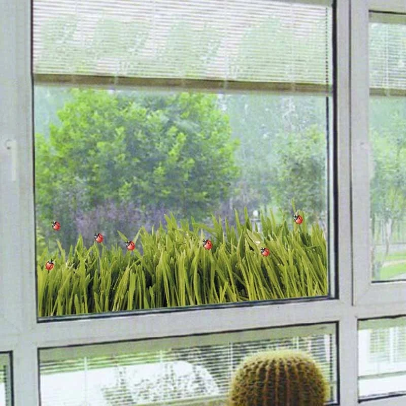 Plants insects grass green leaves dew static film sticker window stickers Non-adhesive glass sticker Electrostatic film decals