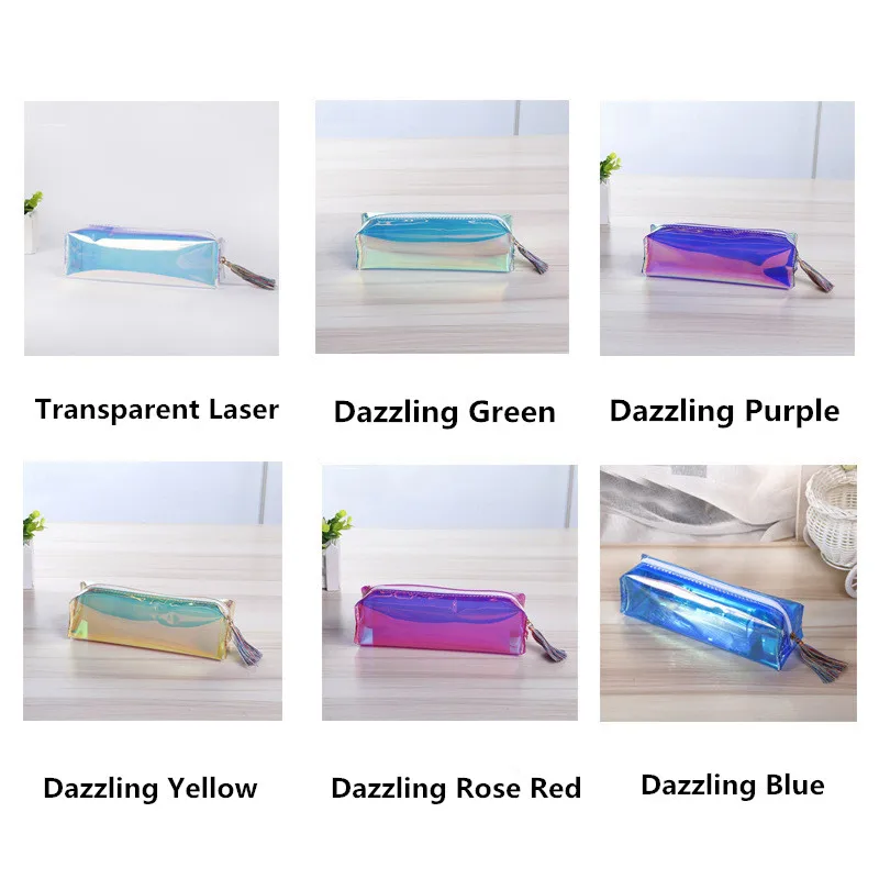 
Holographic Laser PVC pencil case for children pen organizer bag 