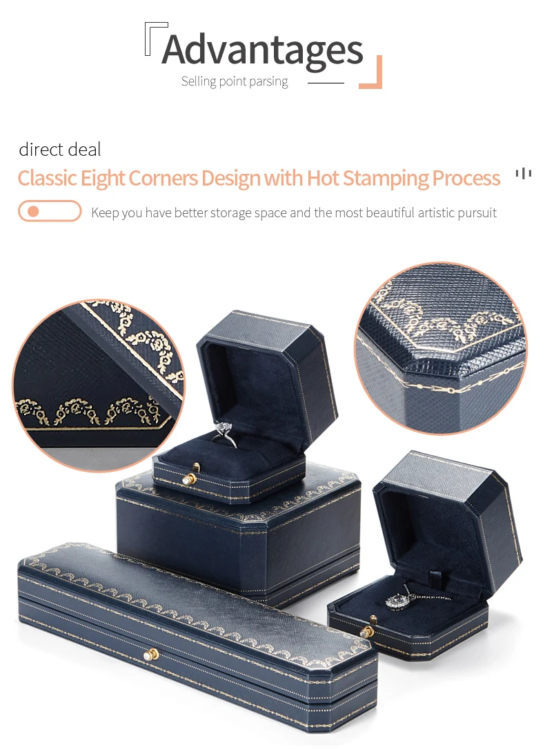 vip octagon leather bangle bracelet and ring necklace princess square vintage style jewelry jewellry packaging box