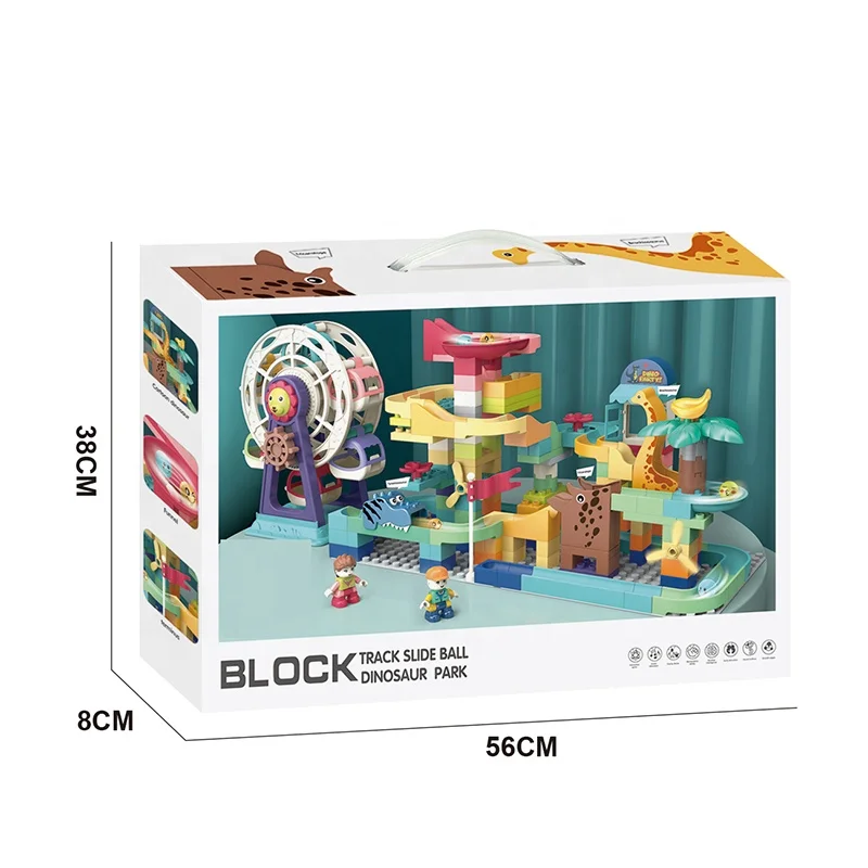 DIY Dinosaur Marble Run ferris wheel building blocks 255PCS Bricks Marble Track Toy