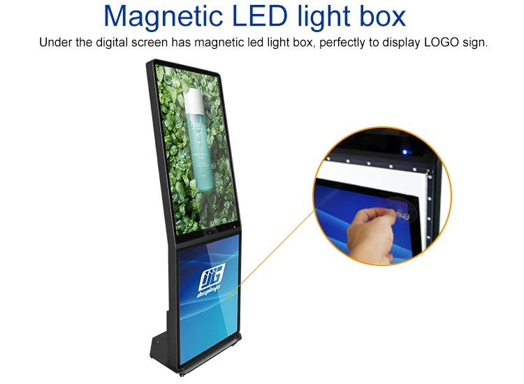 Full Color Digital Signage BillBoard  Indoor 32inch portable digital signage kiosk with led light box