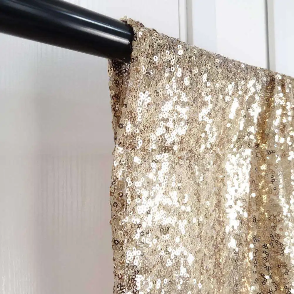 High Quality Glittering Pipe And Drape Drape 4ft x 6ft Champagne Wedding Party Sequin Backdrop
