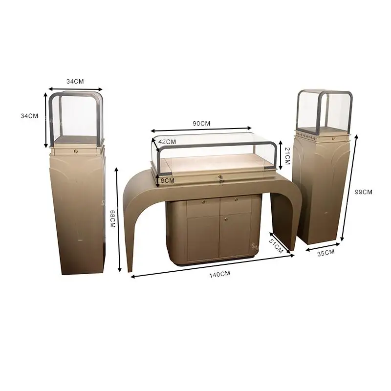 High-end Three-dimensional Combination Commercial Display Cabinet Glass Cases Stainless Steel Jewelry Retail