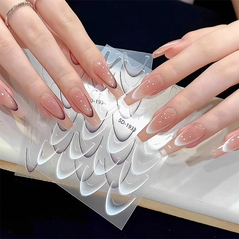 Wholesale 6 Colors Smile Clear French Nail UV Stickers Nail French Gradient Stickers