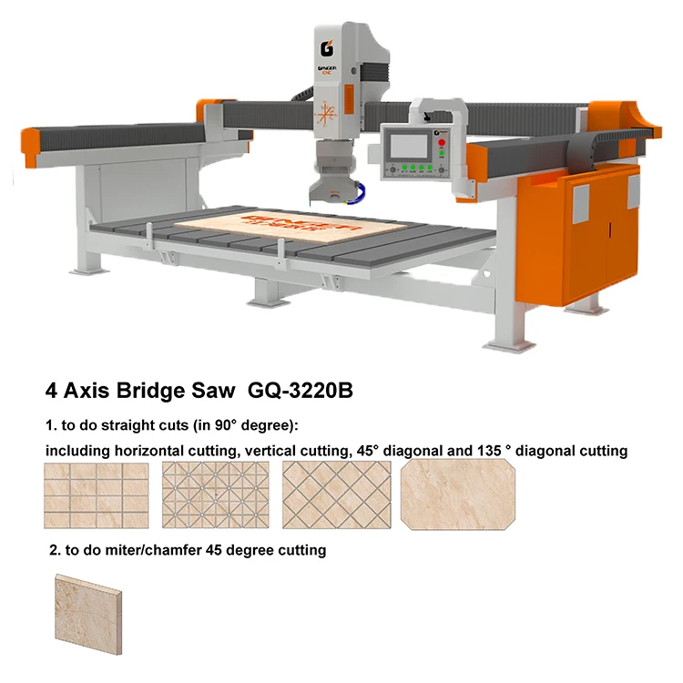 GANGER Easy Operation Full Automatic Bridge Saw Granite Stone Cutting Machine with chamfering cutting