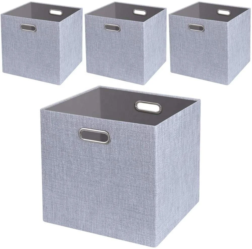 Storage Cubes Boxes Containers for Shelf Cabinet Bookcase Boxes,Thick  snow cloth Fabric Drawers,Sliver Grey