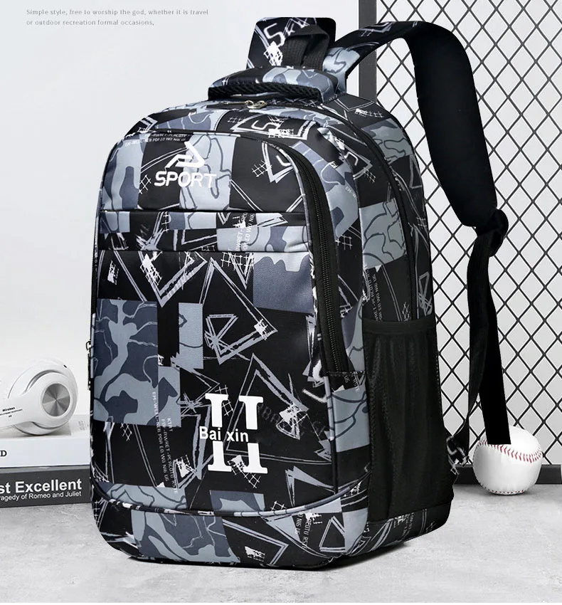 Large capacity leisure backpack 2024 new outdoor sports travel backpack Oxford camouflage student backpack wholesale