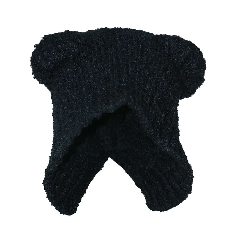 Cute teddy fluffy bear ears Thunderbird hat female warm big head circumference strap ear protection headgear cap