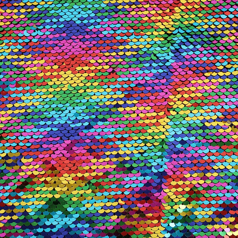 Custom-made glitter two tone mermaid reversible rainbow sequin fabric