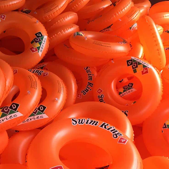 orange swimming ring with logo in cheaper price