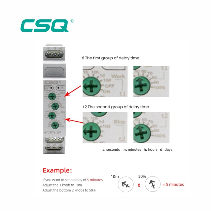 CSQ HYCRT8S-JZF Digital Type Time Relay AC/DC 24-240V 50-60Hz 0.1-99h IP20 Motor Controller Timer