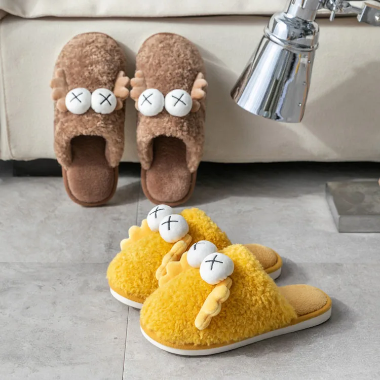 Luxury fluffy flat bottomed plush faux fur open toed slippers indoor home women slippers