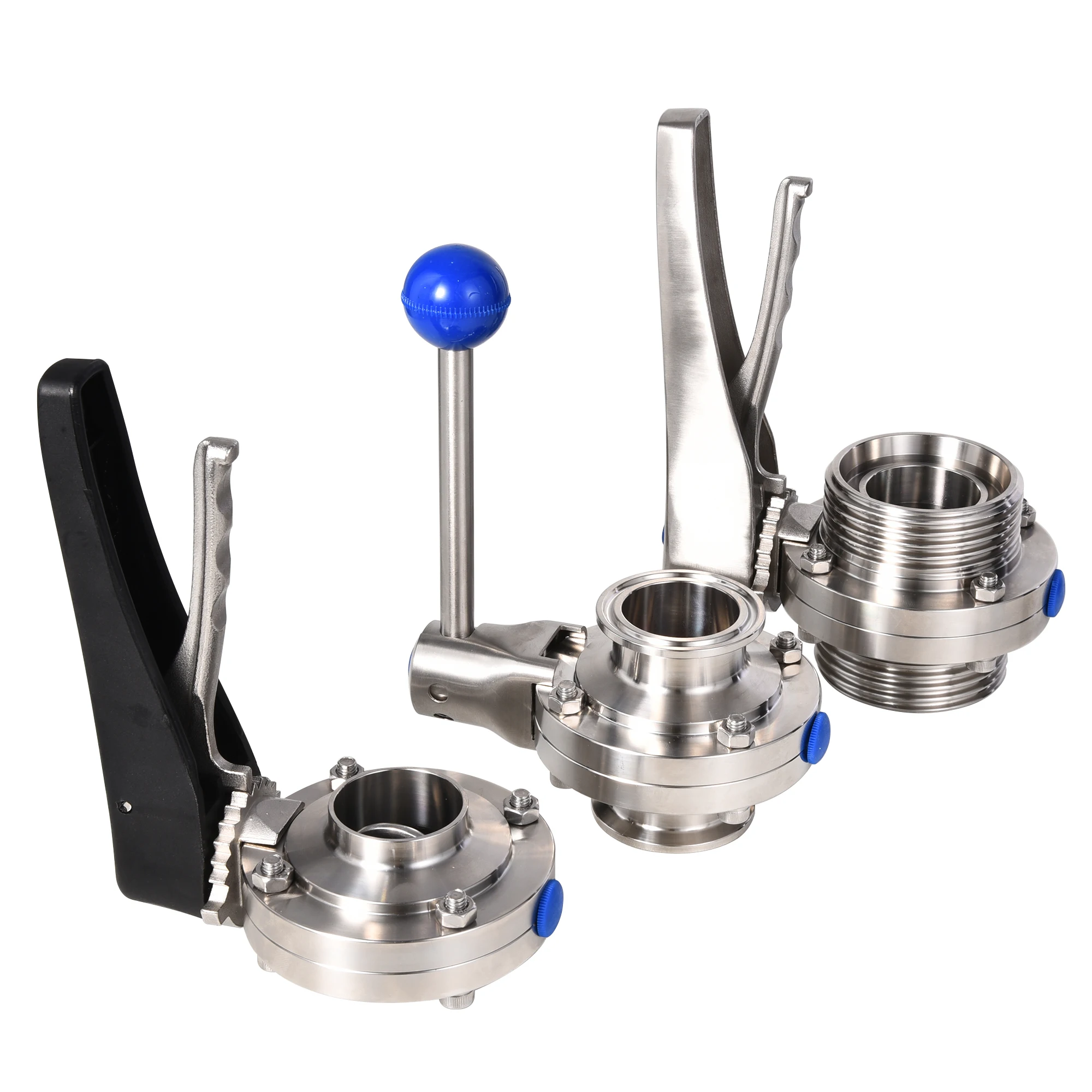 Food Grade Stainless Steel SS304 SS316L Manual Tri Clamp Butterfly Valve With Pull Handle