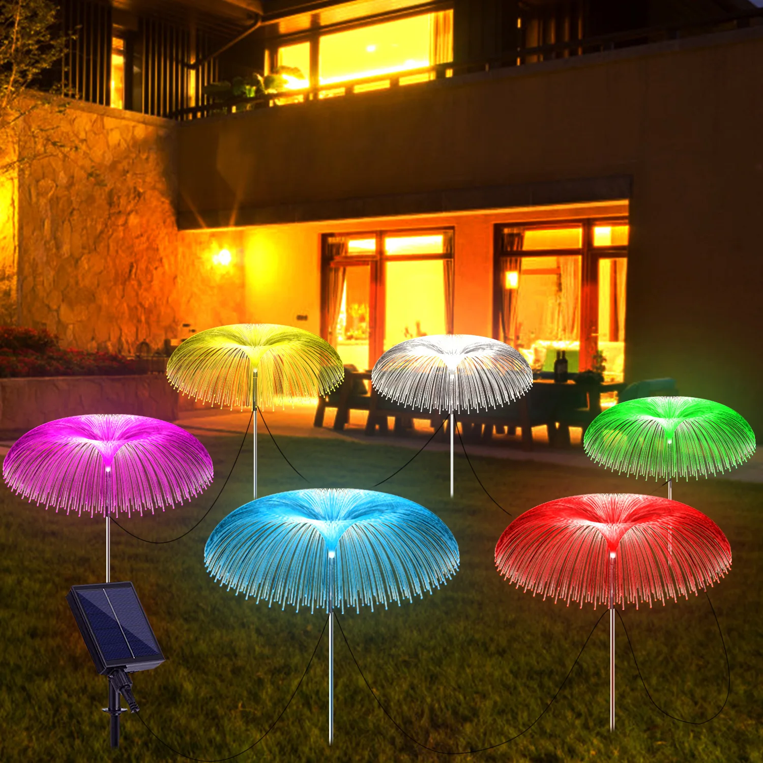 Outdoor Waterproof Jellyfish Decorative 7 Color beautiful artifical solar flower light for garden