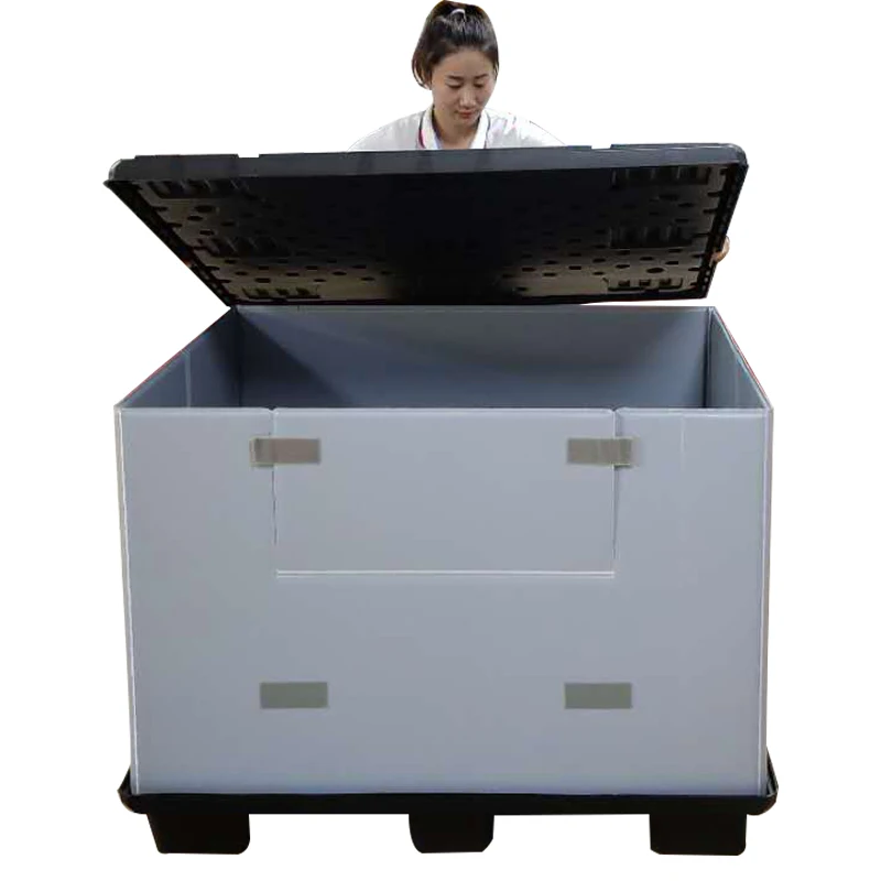 Сверхмощный большой пластиковый складной Штабелируемый складной контейнер из полиэтилена повышенной плотности контейнер для переворачивания упаковочный поддон коробка для переворачивания контейнер