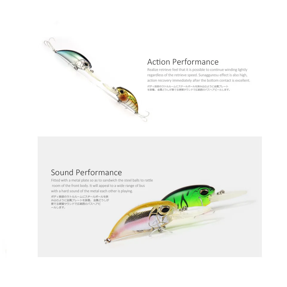 New 65mm 16g Diving 2.8-3.2m Floating Fishing Lure Minnow Hard Crank Bait Bass Bait