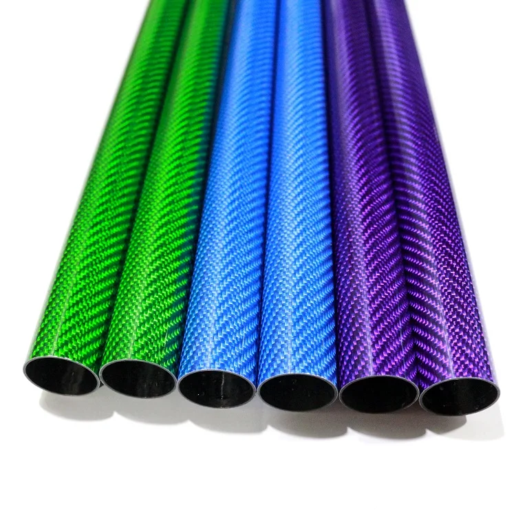 3k  Carbon Fiber Pipes 20mm 25mm 30mm Colored Customized Fiber Carbon Tube 100% Carbon Fiber Tube 8mm