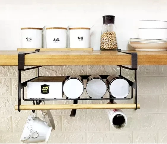 Kitchen Plate Rack Cabinet Metal Storage Rack Hanging Cabinet Basket spice jar set Hanging Cabinet Shelf Basket