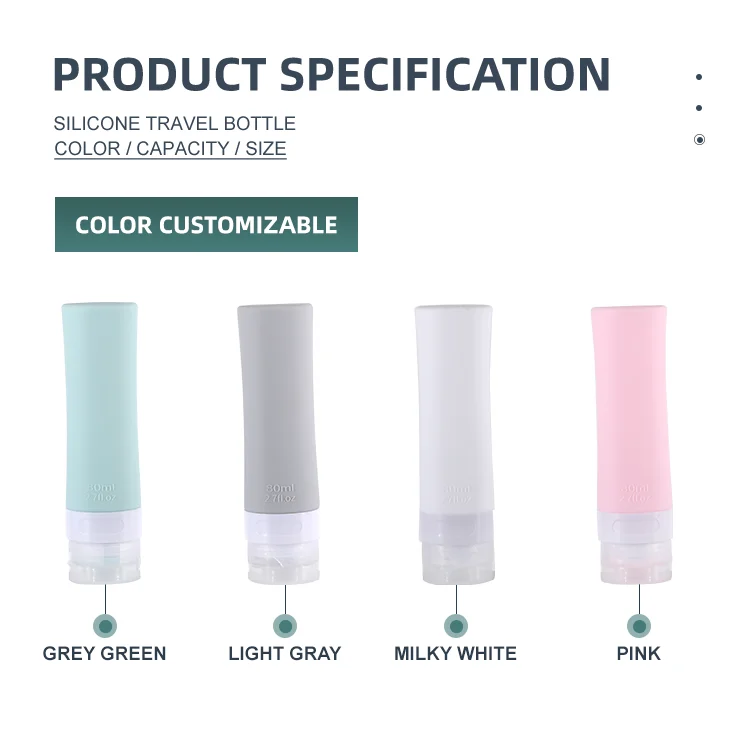 60ml  80ml Silicone Travel Bottle bottle shampoo tube squeeze kit gel storage bottle Silicone Bottle Travel Set