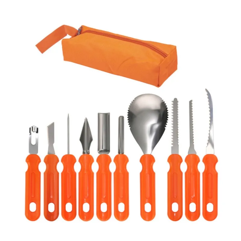 Fruit Decorating Carving Tools 10 Piece Halloween Stainless Steel Pumpkin Carving Tools Kit