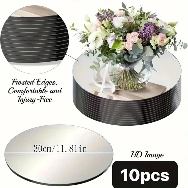 Mirror Centerpiece Round Acrylic Mirror For Wedding Tables Tray Decorations Accessories