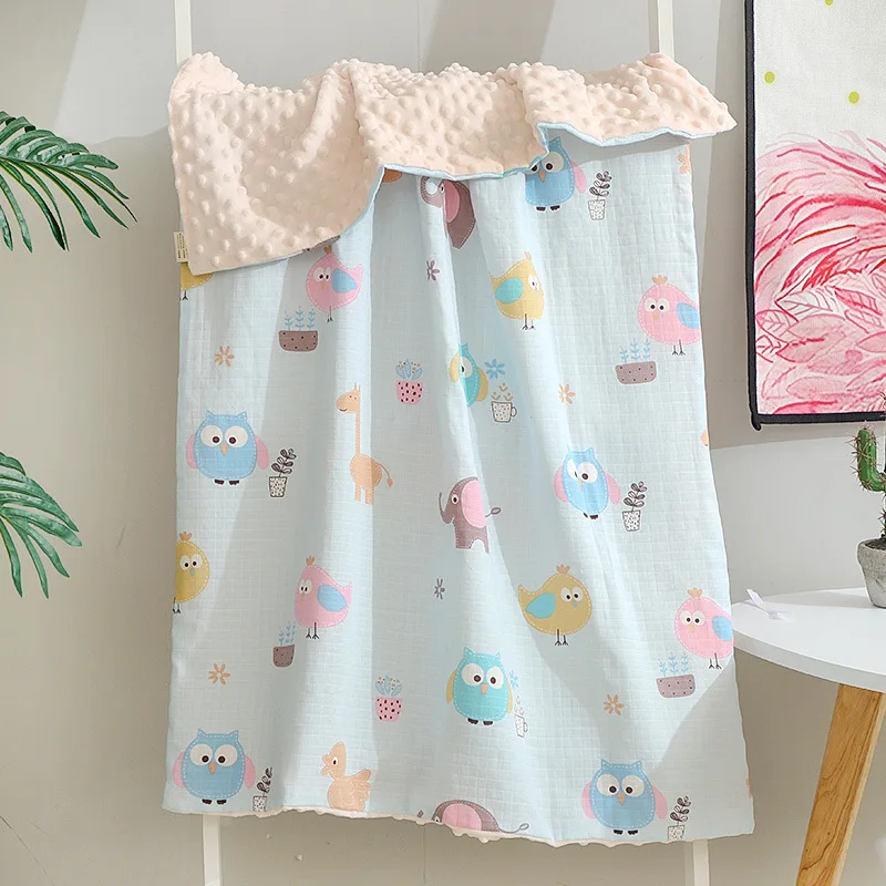 Good Quality Double Layer Super Soft Print Minky Dot Fabric Baby Blanket