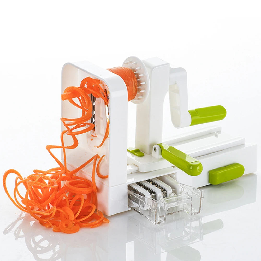 One Stop Shopping Quick Fold 5-Blade Spiralizer Versatile & Compact Foldable Vegetable Spiral Slicer
