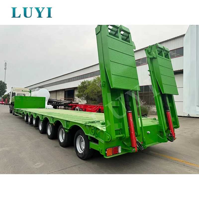 Hot selling 7 Axles Extendable low bed semi trailer Lowbed Hydraulic axis semi-trailer