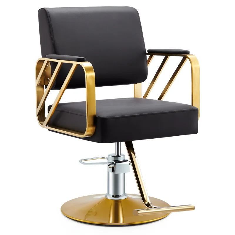 Black Barber Shop Chair Gilded Hairdressing Barber Chair Salon Chairs Furniture