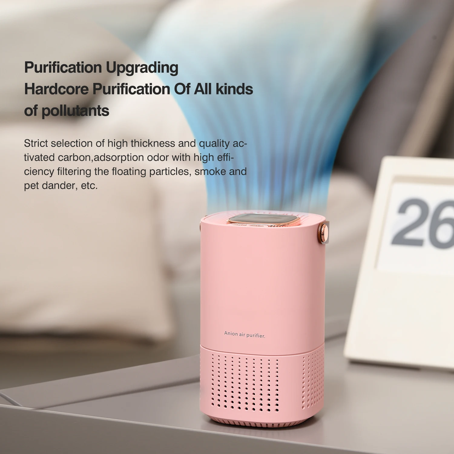 New Arrival Best USB Rechargeable Mini Car Home Use Air Purifier LCD Display Portable HEPA Filter Negative Ion Air Purifier
