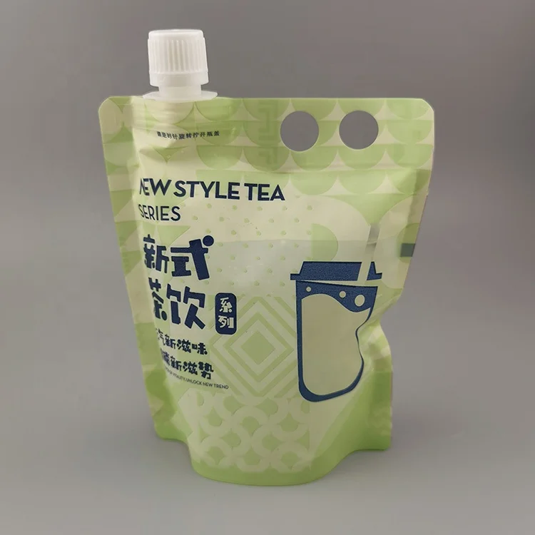OEM custom portable snack stand up spout pouch drinking jelly fruit juice water squeeze bag clear window milky tea packing bag