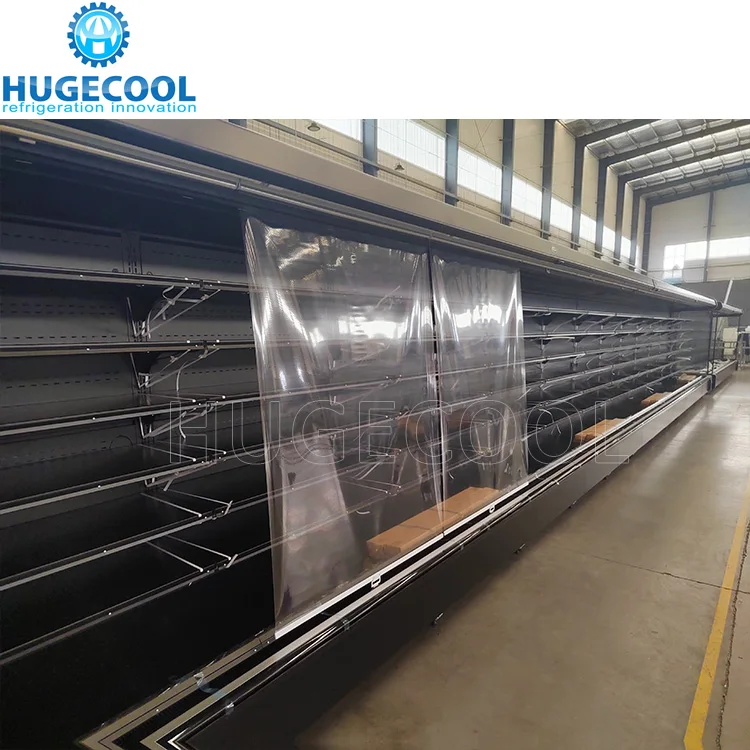Remote type supermarket upright multideck chiller , open chiller Showcase for vegetables and fruits display