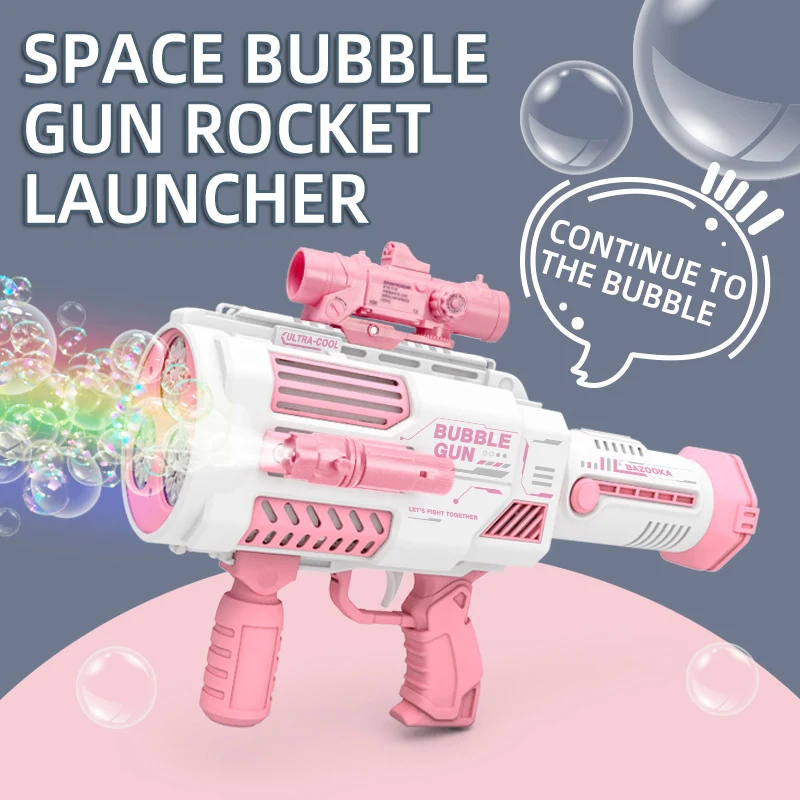 With light Rocket bubble gun machine toy outdoor summer Built in bubble liquid multi-color electric rocket bubble gun
