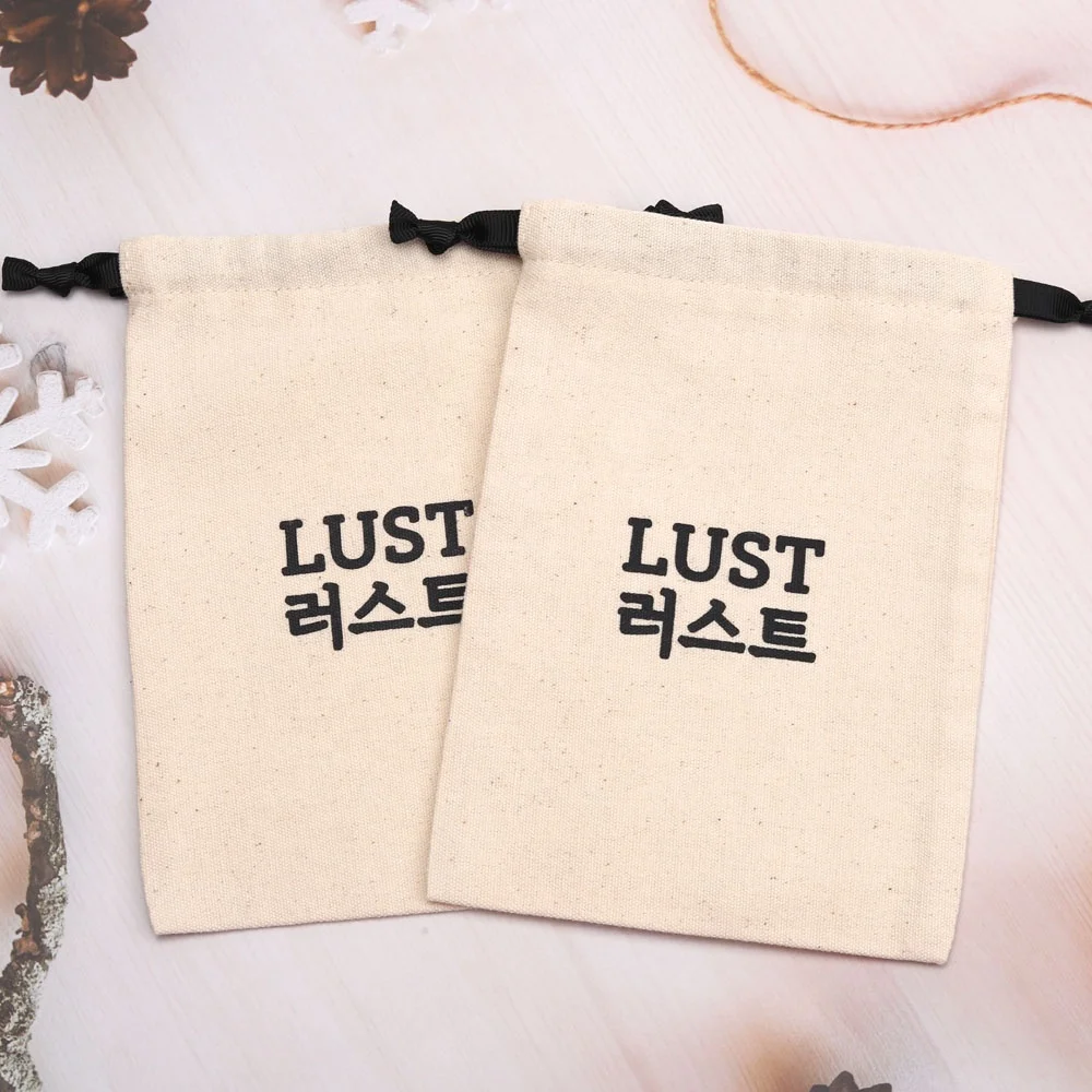 Eco-Friendly Small White Cotton Canvas Jewelry Pouch Custom Logo Printing Comb Perfume Cosmetic Packing Gift Cotton Dust Bag