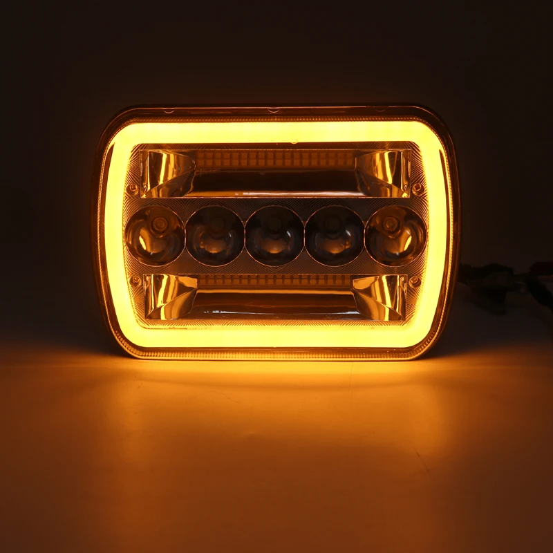 5x7 7x6 inch Square LED Headlamp Angel Eyes DRL Turning Replaces for jeep cherokee xj headlight