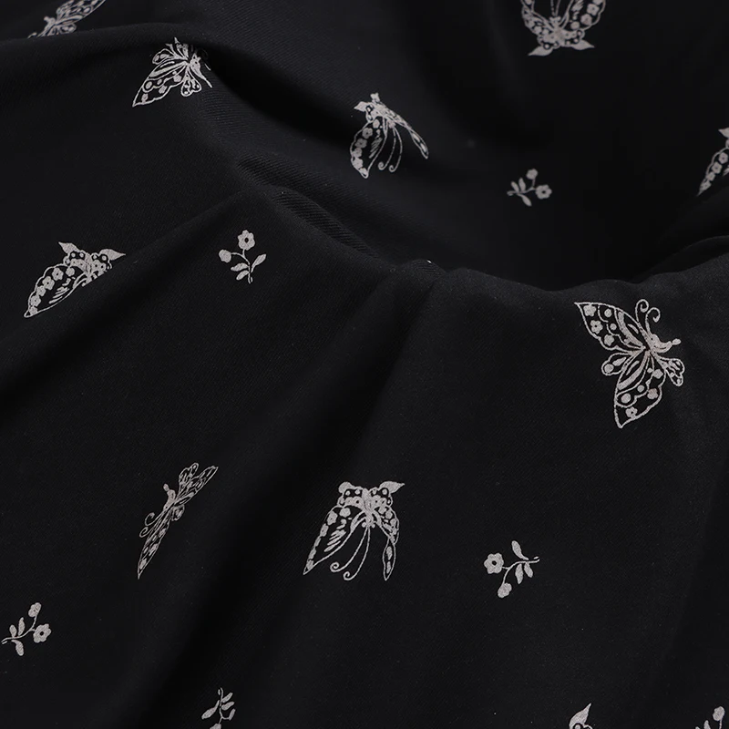 Butterfly Type Printing Cheongsam Fabric 100% Cotton Twill in Stock Floral Cotton Printed Fabric