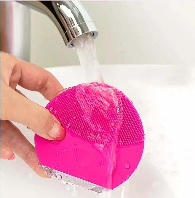 Women Products Electric Silicone Cleansing Sonic Vibrating Facial Black Brush