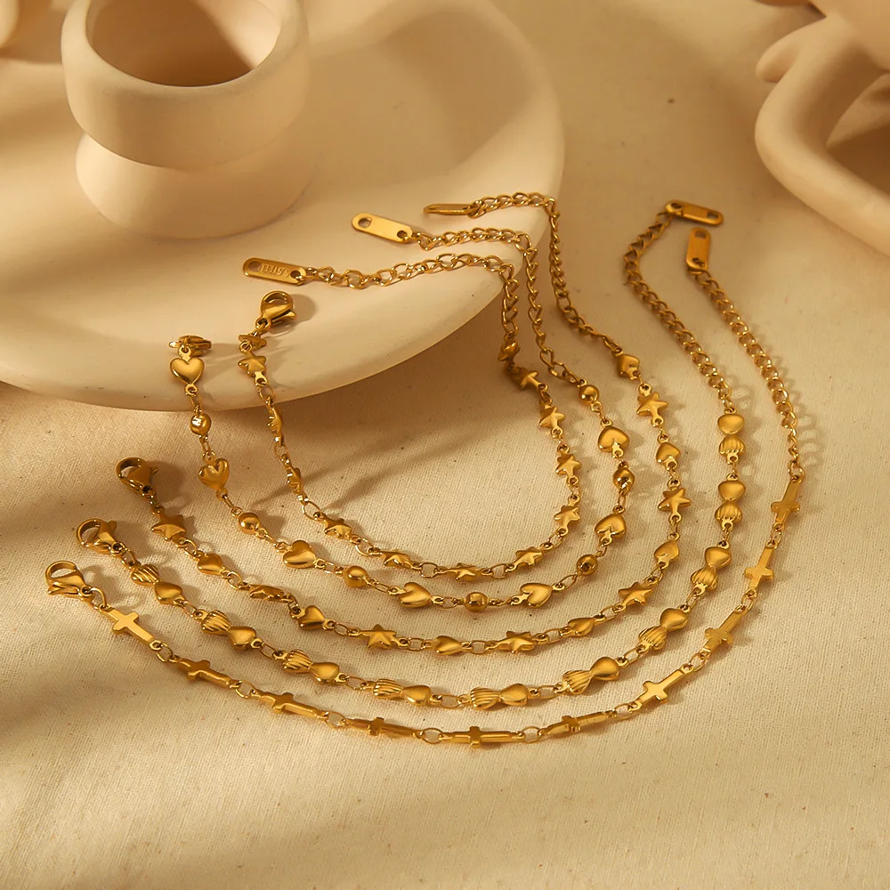 18k gold plated stainless steel bracelet hollow geometric handmade DIY chain bracelet no-fading titanium steel fashion jewelry