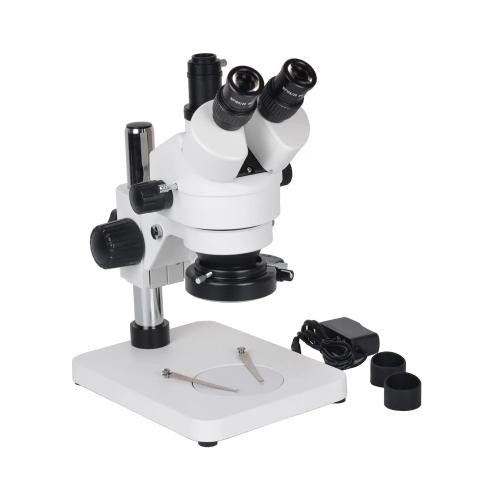 7X-45X Trinocular Industry Inspection Zoom Stereo Microscope C-Mount Camera Kit + 144 LED Bulb Microscope Adjustable Bright L